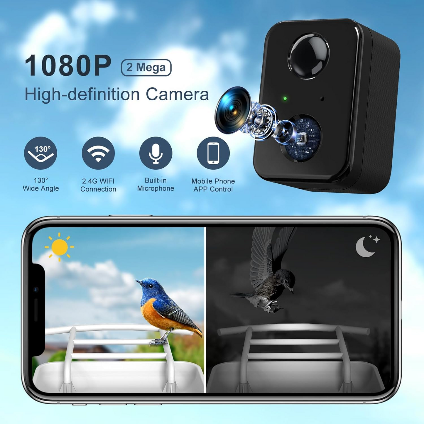 Smart Bird Feeder Camera, Free AI Forever, 1080P HD Camera Auto Capture Bird Videos & 2 Pcs Solar Panel, App Notify When Birds Detected, 32G High-Speed TF Card