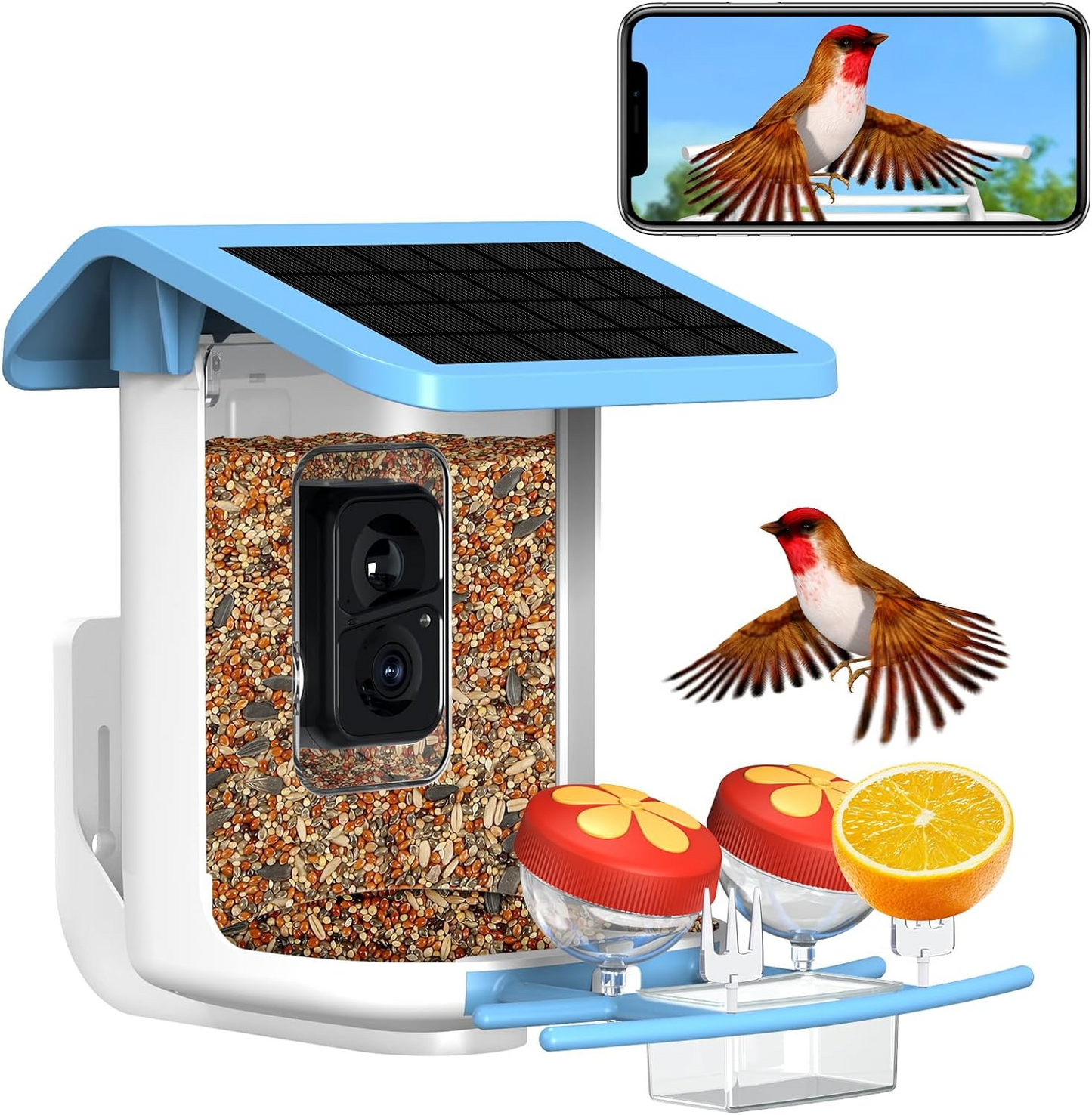 Smart Bird Feeder with Camera, AI Identify 11000+ Bird Species, Bird Watching Camera, Auto Capture Bird Videos & APP Instant Notifications, Bird House with Built-in Two-Way Microphone