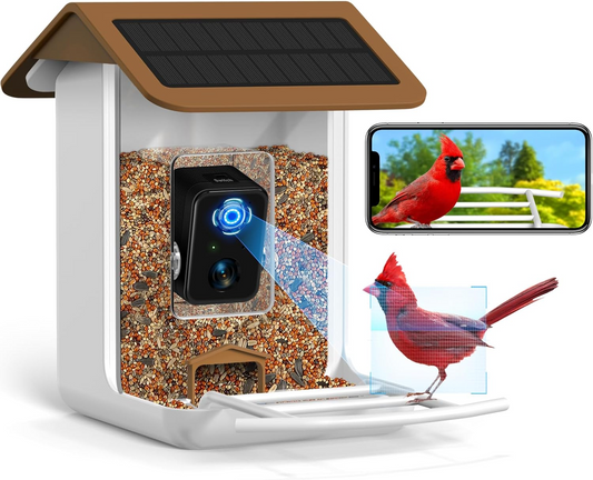 Smart Bird Feeder Camera With Camera, Free AI Forever (Brown)