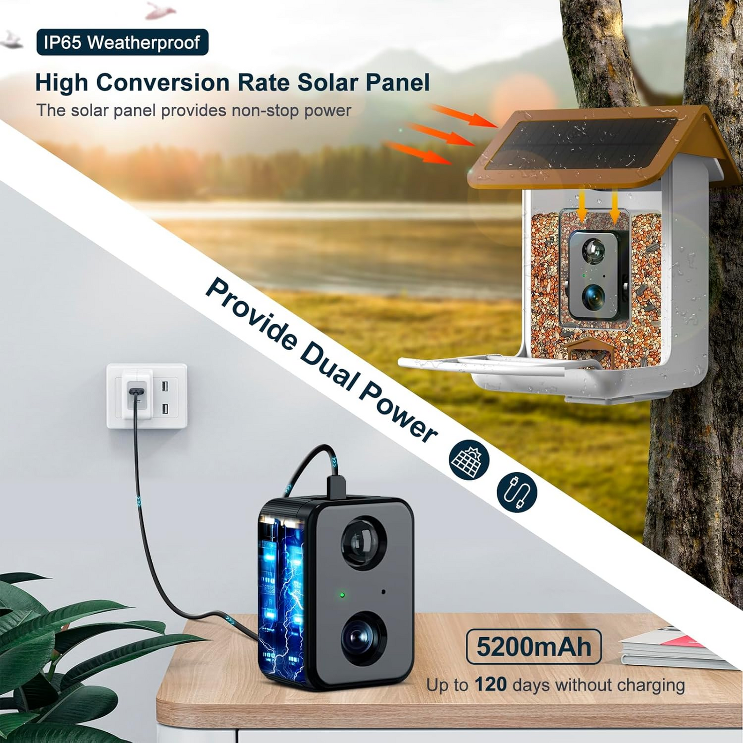 Smart Bird Feeder Camera With Camera, Free AI Forever (Brown)