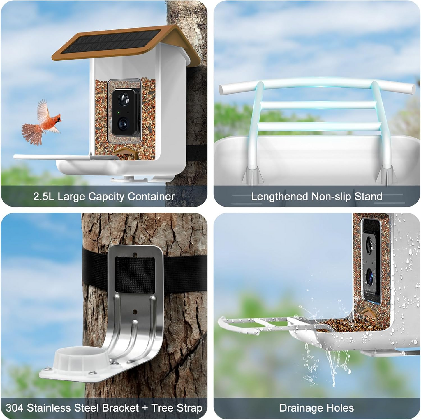 Smart Bird Feeder Camera With Camera, Free AI Forever (Brown)